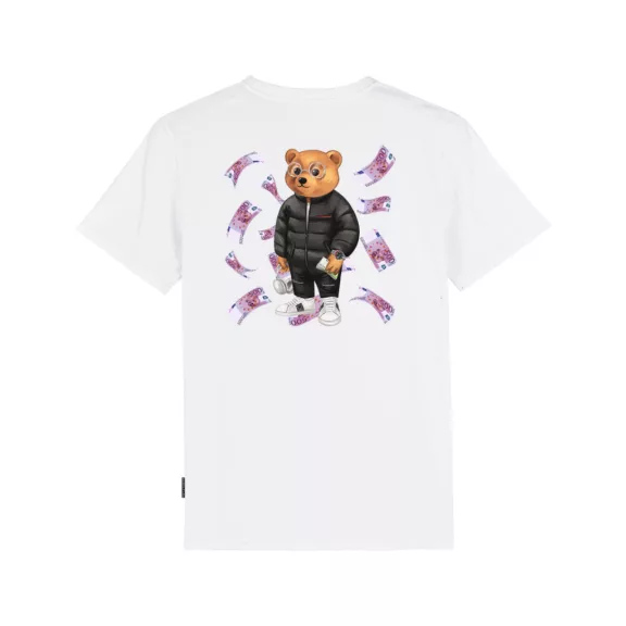 Organic Backprint T-Shirt, Filou XCIII. Flying Euro - White Organic Backprint T-Shirt, Filou XCIII. Flying Euro - White