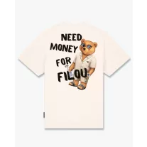 SS25 Oversized Backprint T-Shirt, Need Money - Pearl white
