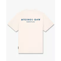 SS25 Oversized Backprint T-Shirt, Mykonos Crew - Pearl white