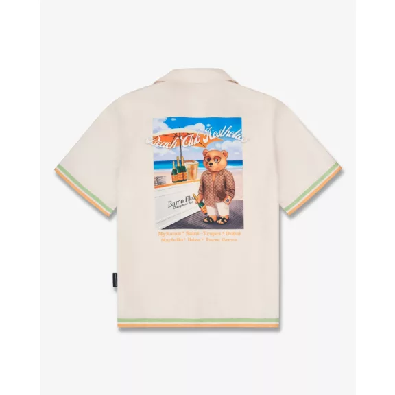 SS25 Backprint Shirt with Stripes, Poster Filou CXVIII. - Pearl white SS25 Backprint Shirt with Stripes, Poster Filou CXVIII. - Pearl white