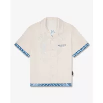   SS25 Backprint Shirt with Greek Pattern, Mykonos - Pearl white
