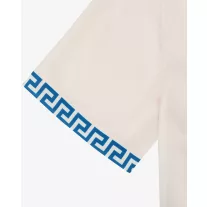   SS25 Backprint Shirt with Greek Pattern, Mykonos - Pearl white
