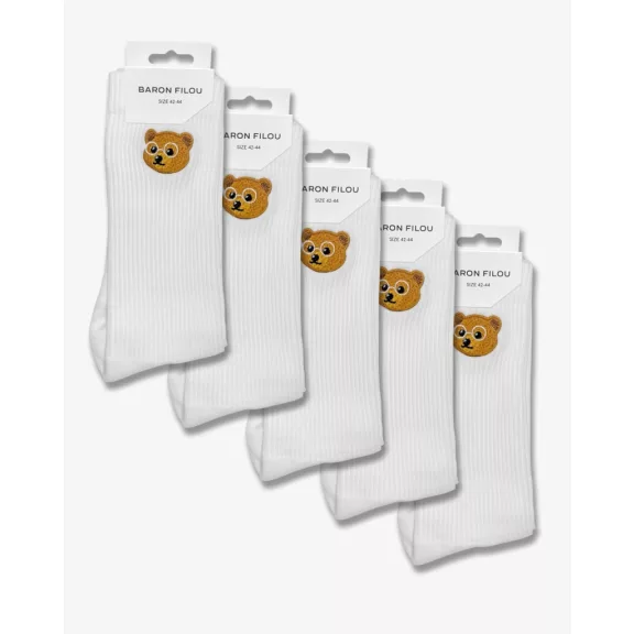 5-Pack Baron Filou Essential Socks - White 5-Pack Baron Filou Essential Socks - White
