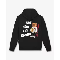 Backprint Hoodie Filou CXXXV. NOT HERE FOR SKIING - Black