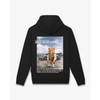 FW26 Backprint Hoodie Filou 187 SPEED NEVER SLEEPS - Black