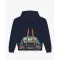FW26 Oversized Backprint Hoodie CAR WITH SKIS - Oxford Blue
