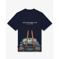 FW26 Oversized Backprint T-Shirt CAR WITH SKIS - Oxford Blue