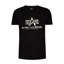 Basic T Foil Print - black/metal silver
