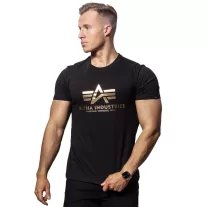 Basic T Foil Print - black/yellow gold