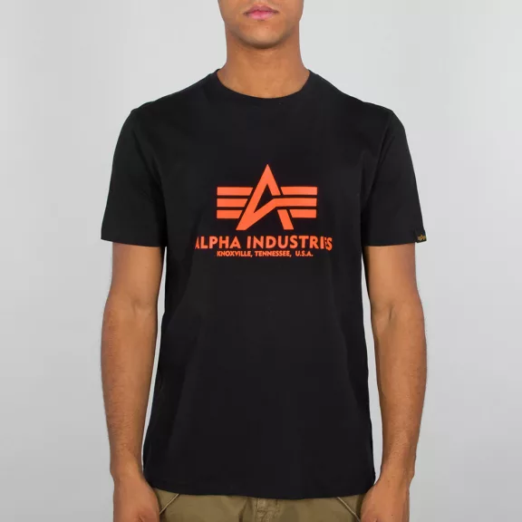Basic T Neon Print - black/neon orange Basic T Neon Print - black/neon orange
