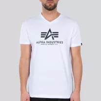 Basic V Neck T - white
