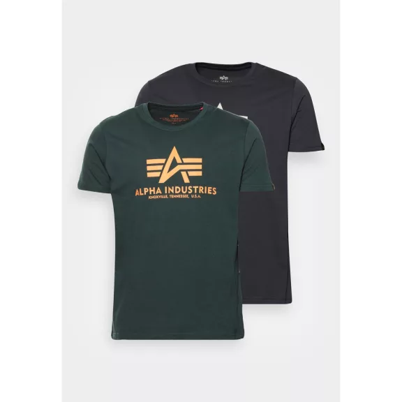 Basic T 2 Pak - greyblack/dark petrol Basic T 2 Pak - greyblack/dark petrol