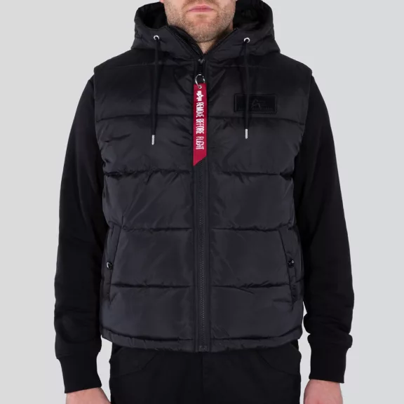 Hooded Puffer Vest FD - black Hooded Puffer Vest FD - black