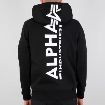 Back Print Zip Hoody - black
