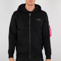 Back Print Zip Hoody - black