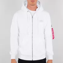 Back Print Zip Hoody - white