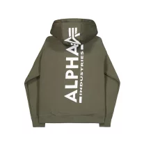 Back Print Zip Hoodie - dark olive