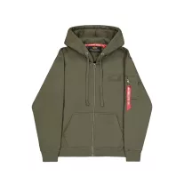 Back Print Zip Hoodie - dark olive