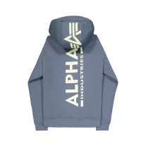 Back Print Zip Hoody - denim blue