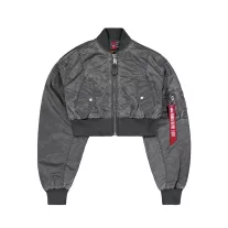   MA-1 Vintage Cropped Light Bomber Jacket Women - vingate grey