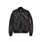MA-1 Leather Bomber Jacket - black