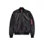 MA-1 Leather Bomber Jacket - black