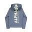 Back Print Hoodie - denim blue
