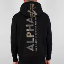 Back Print Hoody Camo Print - black/woodland