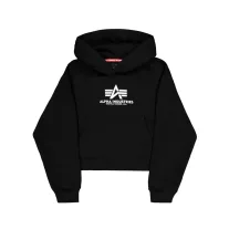 Basic Big Logo Puff Print Hoodie Women - black