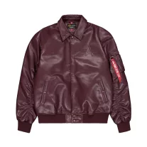 PU College Bomber Jacket - dark cherry