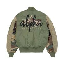 MA-1 Camo Back Embroidery Bomber Jacket - sage green