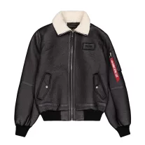 B-15-3 Faux Leather Bomber Jacket - black