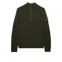 Castillos Knitted Wool Quarter Neck Sweater - castle green