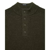 Castillos Knitted Wool Quarter Neck Sweater - castle green
