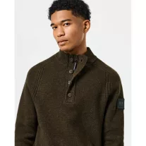 Castillos Knitted Wool Quarter Neck Sweater - castle green