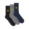 Smiley Sports Socks - 3 pair pack - navy/black/grey