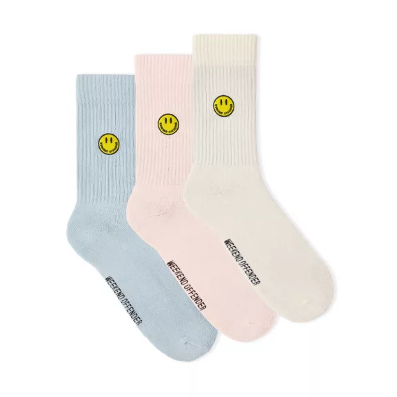 Smiley Sports Socks - 3 pair pack - white/blue/cream Smiley Sports Socks - 3 pair pack - white/blue/cream