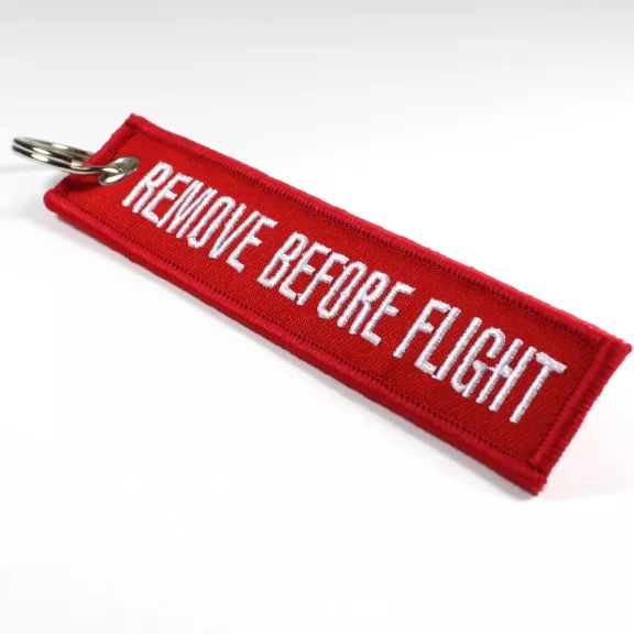 Remove Before Flight key ring - red Remove Before Flight key ring - red