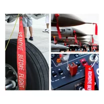 Remove Before Flight key ring - red